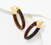Affinity Gems 14K Gold-Clad Sterling Silver Tiger’s Eye Opaque Oval Hoop Earrings